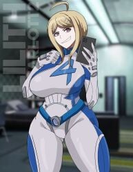 1girls akamatsu_kaede ass big_ass big_breasts blonde_female blonde_hair breasts cellphone cosplay costume danganronpa danganronpa_v3 danganronpa_v3:_killing_harmony fantastic_four light-skinned_female light_skin phone photo photoshop purple_eyes selfie short_hair smile smiling smiling_at_viewer smirk smirking smirking_at_viewer straight_hair suit suit_and_tie