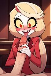 1boy 1boy1girl 1girls ai_generated big_cock black_eyebrows blonde_female blonde_hair blonde_hair_female blush blushed blushing_female breasts charlie_morningstar_(hazbin_hotel) clothed_female clothed_female_nude_male dark_eyebrows demon demon_girl fangs fellatio fellatio_pov female female_on_human female_smile hazbin_hotel huge_cock human human_on_humanoid humanoid indoors kuro-ai large_penis licking licking_penis licking_penis_tip light-skin light-skinned_female light-skinned_male light_skinned_female light_skinned_male long_blonde_hair long_fingernails long_hair long_hair_female long_nails long_penis looking_at_viewer male male/female male_on_humanoid pale-skinned_female pale_skin pale_skin_female penis pov precum red_eyes red_suit room_service saliva shades small_breast small_breasts small_fangs smile smile_girl smiling solo_focus tagme tall_female tall_woman taller_female taller_girl taller_woman tied_hair very_long_hair very_long_penis white_skin