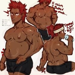 antibooart ass ass_focus belly big_pecs blackwashed boku_no_hero_academia bulky chubby chubby_male dark-skinned_male dark_skin eijirou_kirishima fat fat_ass fat_butt fat_male gay gay_male happy_trail kirishima_eijirou male male_focus male_only muscular muscular_male my_hero_academia nipples out_of_shape partially_clothed pecs pectorals shirtless skin_color_change solo solo_focus solo_male stocky stomach underwear underwear_only yaoi
