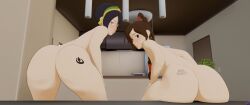 2girls 3d animated ass avatar_legends avatar_the_last_airbender blind_girl bouncing_ass brown_hair brown_hair_female completely_nude completely_nude_female earth_kingdom female fire_nation jiggle jiggling_ass kitchen light_skinned_female light_skinned_females looking_at_camera looking_at_viewer ponytail shim shimikari tattoo tattoo_on_butt toph_bei_fong twerking ty_lee