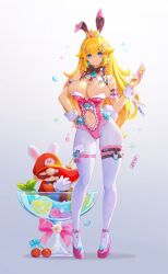 1boy 1female 1girls 1male 1up 1up_mushroom blonde_female blonde_hair blue_eyes breasts bunny_ears bunnysuit cameltoe card cherry clothing crown cutout fake_animal_ears female fire_flower food fruit high_heels long_hair male margarita margarita_glass mario mario_(series) moustache mushroommirror navel nintendo pantyhose pink_high_heels pink_outfit playboy_bunny princess_peach pussy_visible_through_clothes rabbit_ears rabbit_tail red_hat royalty spilling_out super_mario_bros. wrist_cuffs