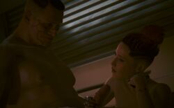 3d bara cyberpunk_2077 female female_v jackie_welles jerking jerking_off jerkingoff male male/female video_game_character video_games