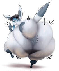 ambiguous_gender anthro anus ass big_butt blue_body blue_sclera bodily_fluids clothing crowundeadcat dipstick_tail eeveelution generation_4_pokemon glaceon gloves_(marking) hat headgear headwear hi_res huge_butt huge_thighs hyper hyper_butt leg_markings markings mostly_nude nintendo pokemon pokemon_(species) socks_(marking) solo spread_butt spreading sweat sweaty_butt tail tail_markings thick_thighs thong underwear white_eyes