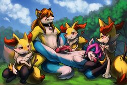 braixen canide canine cum female fox furry group groupsex haychel interspecies knot male mammal nintendo nyaaa_foxx original_character penis pokémon_(species) pokemon pokemon_(species) pussy skulk takiro video_games wet yaoi