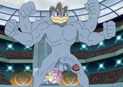 4_arms big_cock big_penis casual cock_edit edit edited erect_penis erection funny hanging_penis long_penis machamp male male_only meme meme_reference muscular muscular_male naked nude nude_male penis pokemon pokemon_(species) public screenshot_edit shitpost sole_male solo the_one_piece_is_real veiny_penis