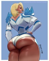 ass_focus big_ass blonde_female blonde_hair blue_lipstick bob_cut caucasian caucasian_female clothed emma_frost emma_frost_(marvel_rivals) leotard lewd marvel marvel_comics marvel_rivals thick_legs