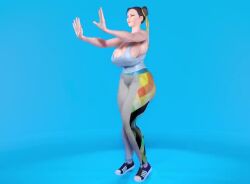 1girls 3d 3d_animation almightypatty animated big_breasts bouncing_breasts breasts chun-li clothed clothed_female female female_only full_body music short_hair solo solo_female street_fighter tagme video workout