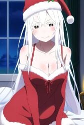1girls ai_generated christmas christmas_outfit echidna_(re:zero) female looking_at_viewer re:zero_kara_hajimeru_isekai_seikatsu smile solo