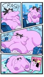 bbw braixen comic destruction expansion giantess gothitelle overweight superspoe wardrobe_malfunction weight_gain