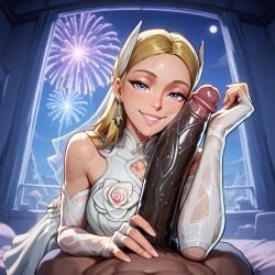 ai_generated black_panther_(marvel_rivals) drooling forearm_cock horny_female interracial looking_at_viewer marvel_rivals penis_awe sedu seductive_eyes seductive_look seductive_smile sue_storm wedding_dress