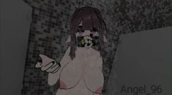3d 3d_model big_areola big_breasts black_fingernails breasts female indoors inside light-skinned_female light_skin locker_room nipples pale-skinned_female pale_skin pink_nipples pomni pomni_(the_amazing_digital_circus) showering solo vrchat watermark white_sclera