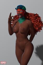 1girls 3d 3d_(artwork) backwards_baseball_cap blender blender_(software) blender_eevee curly_hair dark-skinned_female dark_skin fellatio_gesture long_hair marvel marvel_comics marvel_rivals mask mask_only masked_female oofoe orange_hair red_hair self_upload solo solo_female spider-man_(series) spider-zero spider-zero_(marvel_rivals) teasing