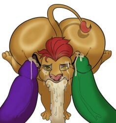 after_sex aftermath anthro ass big_butt big_penis binkykun bodily_fluids brown_eyes bubble bubble_butt cub cum cum_bubble cum_drool cum_from_nose cum_in_mouth cum_in_nose cum_inside cum_on_face disney excessive_cum excessive_genital_fluids face_fucking felid fellatio genital_fluids genitals group group_sex hair hi_res irrumatio kion_(the_lion_guard) kneeling lion male male/male male_cub male_only mammal oral orgy pantherine penile penis penis_in_mouth red_hair sex tail the_lion_guard the_lion_king vein veiny_penis wide_hips young