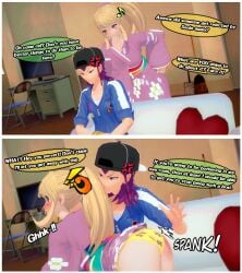 1boy 1boy1girl 1girls 3d bookie comic danganronpa danganronpa_2:_goodbye_despair female fingers_in_mouth kazuichi_souda koikatsu male male/female saionji_hiyoko souda_kazuichi spanking straight