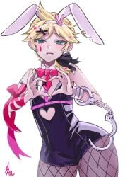 1male bunny_boy bunny_ears bunnysuit chippendales chippendales_dancer dancer_outfit femboy feminine_body feminine_cuntboy feminine_faced_male feminine_male gay gay_male hand_heart heart_hands heart_symbol kagamine_len male male_only no_sound no_visible_genitalia rabbit_hole_(vocaloid) ribbon ribbons tagme vocaloid