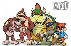 4boys anthro ape balls banjo-kazooie banjo_(banjo-kazooie) bara bear bowser bowserboy101 canine conker conker's_bad_fur_day crossover donkey_kong donkey_kong_(series) fox fox_mccloud gay gorilla handjob koopa male male_only mammal mario_(series) masturbation nintendo penile_masturbation penis primate rodent scalie sex squirrel star_fox super_mario_64 video_games yaoi