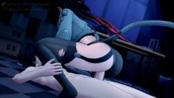 1boy 1girls 3d animal_ears animated ass black_hair black_thighhighs bouncing_ass clothed_female_nude_male clothed_sex completely_nude cowgirl_position female jane_doe_(zenless_zone_zero) lecheryamoreva long_hair lying moaning mouse_ears mouse_girl mouse_tail multicolored_hair mw9 nude on_back opennsfwsp patreon_username penis red_hair sex shorts sound straddling straight tagme tail testicles thighhighs two-tone_hair vaginal_penetration video zenless_zone_zero