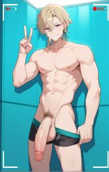 ai_generated aventurine_(honkai:_star_rail) blonde_male gay gay_male honkai:_star_rail male male_focus male_only naked
