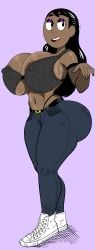 1girls big_ass big_breasts big_butt big_hips blue_pants breasts breasts_bigger_than_head cartoon_network color color_edit colored colored_sketch colorshun connie_maheswaran curvy_body curvy_female curvy_figure dark-skinned_female doompypomp female_focus female_only long_hair steven_quartz_universe steven_universe