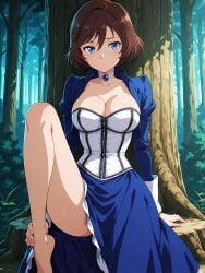 ai_generated bioshock bioshock_infinite blue_eyes brown_hair busty elizabeth_comstock female hourglass_figure outdoors outside riako short_hair tagme wide_hips