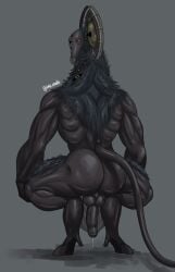 anthro ass ass_focus back_muscles back_view balls ballsack big_penis dark-skinned_male dark_skin elden_ring elden_ring_nightreign eyes flaccid flaccid_penis fromsoftware furry furry_only goat goat_demon goat_horns goat_humanoid goatee hairy hairy_male hooves horns horns_and_hooves iiimp libra_(elden_ring_nightreign) loincloth meme muscles muscular precum precum_drip precum_on_penis rear_view solo solo_anthro solo_focus solo_male squat squatting squatting_position tail