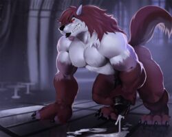 anthro canine cum erection humanoid_penis kristakeshi male male_only mammal muscular penis wolf