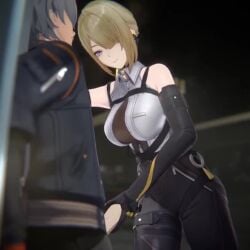1boy 1girls 3d blonde_hair evelyn_chevalier female handjob male minkoanimation sound tagme video wise_(zenless_zone_zero) zenless_zone_zero