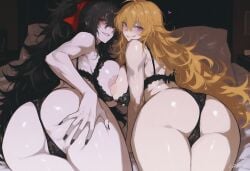 2girls age_difference ai_generated areolae big_breasts breasts female_only incest kizirugai looking_at_viewer mother mother_and_daughter nipples raven_branwen rwby seductive seductive_eyes seductive_gaze seductive_look seductive_pose seductive_smile tagme yang_xiao_long yuri