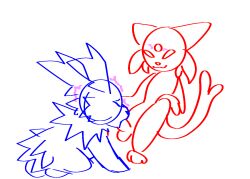 animated anthro duo eeveelution espeon fellatio generation_1_pokemon generation_2_pokemon hypnosis jolteon kneeling kneeling_on_ground male male/male mind_control nintendo oral penile pokemon pokemon_(species) sex sitting_back smug synthet1c telekinesis telekinesisjob