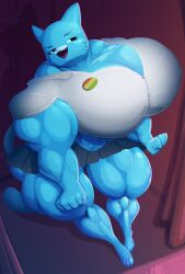 big_breasts big_muscles blue_fur breasts cat_ears cat_tail catgirl female fur furry milf muscular muscular_female nicole_watterson the_amazing_world_of_gumball toonpower