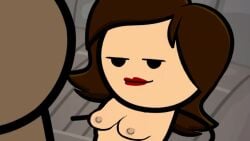 breasts brown_hair cyanide_and_happiness dark-skinned_male edit female implied_sex interracial light-skinned_female lipstick male naked screencap screenshot screenshot_edit straight tagme unknown_artist