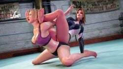 2girls 3d blonde_female blonde_hair blonde_hair_female breasts catfight creativexbattle crossover dead_or_alive dressed fight fighting fighting_game fighting_ring irish irish_female nina_williams sportswear submission_hold tekken thick_ass thick_thighs thighs tina_armstrong wrestling wrestling_ring wrestlingryona