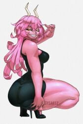 1girls ass big_ass female mina_ashido mina_ashido_time-skip my_hero_academia solo squatting sysartz thick_thighs