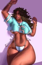 1girls big_breasts bikini breasts curly_hair dark-skinned_female dark_skin female grand_theft_auto grand_theft_auto_vi latina solo sysartz tagme_(character) thick_thighs wide_hips