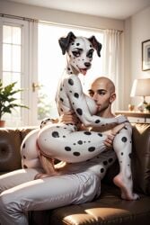 ai_generated anus breasts canine dalmatian drooling female furrypornaddiction huge_breasts human_on_anthro looking_at_viewer male male/female pussy