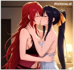 2girls ai_generated akeno_himejima female girl_on_girl high_school_dxd lesbian_couple lesbian_domination lesbian_focus lesbian_kiss lesbian_sex rias_gremory wife_and_wife yuri