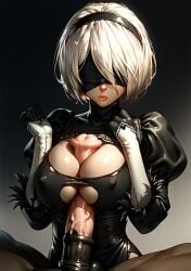 1boy 1girls absurdly_large_cock ai_generated cleavage female horse_penis horsecock huge_breasts huge_cock impossible_fit male male/female nier:_automata paizuri paizuri_under_clothes paralap tagme yorha_2b