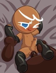 2025 2boys animate_inanimate anonymous_male bedroom_sex big_dom_small_sub bigger_male blue_eyes blush boy brown_body cookie cookie_run cookie_run_kingdom dark_body duo duo_male erect_nipples erect_penis erection gay gingerbrave gingerbread_cookie leaking_precum male male/male male_only male_penetrated male_penetrating nixkirb18 on_bed precum shaded tagme white_hair yaoi