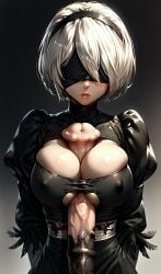 1boy 1girls absurdly_large_cock ai_generated cleavage female horse_penis horsecock huge_breasts huge_cock impossible_fit male male/female nier:_automata paizuri paizuri_under_clothes paralap tagme yorha_2b