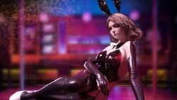 1girls 3d 3d_(artwork) 3d_model 3d_render amber_eyes brown_hair bunny_ears bunnysuit elden_ring fake_animal_ears fit_female fromsoftware hephaestussd high_heels high_resolution highres hourglass_figure latex latex_gloves latex_stockings marking_below_eyes melina_(elden_ring) neon_lights one_eye_closed pinup posing seductive short_hair shoulder_length_hair sitting_on_floor