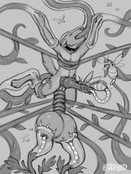 ambiguous_gender animal_genitalia animal_penis anthro arthropod ball_stretching balls belly_tuft black_collar canid canine canine_genitalia canine_penis canis closed_eyes cock_and_ball_torture collar coyote ears_down egg egg_in_urethra elemental_creature flora_fauna genital_piercing genital_torture genitals greyscale group hi_res injection insects male male/ambiguous mammal monochrome navel_tuft oddbird oral oral_penetration oversized_balls ovipositor_in_penis penetration penis piercing pivoted_ears plant scrotum_piercing tuft urethral urethral_egg_implantation urethral_penetration vine_around_balls vine_around_torso