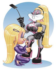 2boys androgynous anthro bathgate21 bimbo bimbofication blonde_hair bugs_bunny canon_crossdressing crossdressing dominatrix elmer_fudd eyeshadow fake_breasts femboy fembugs_bunny girly high_heel_boots high_heels hoop_earrings lipstick looney_tunes makeup maledom malesub penis_bulge penis_under_skirt rabbit riding_crop spiked_collar straight_hair testicle_bulge trap whip