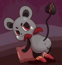 2020 :3 all_fours anthro anus ass backsack balls big_eyes big_head bodily_fluids chibi choujigen_game_neptune demon dripping erection genital_fluids genitals heart_tail hi_res high-angle_view looking_at_viewer looking_back looking_up male male_anthro mammal mincheeto mouse murid murine penis pirachu precum precum_drip precum_string presenting presenting_anus presenting_hindquarters raised_tail rodent simple_background small_wings solo spade_tail tail tapering_penis wide_hips wings