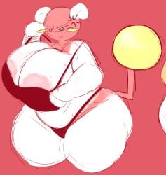 1girls alternate_body_type angry angry_expression anthro areola areola_slip areolae ass_visible_through_thighs bbw belly big_breasts bra chubby_anthro chubby_female cross-popping_vein cyan_eyes digital_media_(artwork) female highres ineffective_clothing malino_species pretty_blood puzz_(pretty_blood) self_upload shortstack sitruspuffy stretch_marks thick_thighs thong two_tone_body voluptuous voluptuous_female white_horns