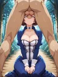 ai_generated bioshock bioshock_infinite blue_eyes brown_hair busty elizabeth_comstock female hourglass_figure outdoors outside riako short_hair tagme wide_hips