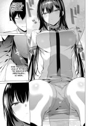 big_breasts black_and_white black_socks blush breasts convenient_censoring female haitekudasai_takamine-san knee_socks kneehighs kneesocks manga manga_page official official_art official_style putting_on_panties school_uniform schoolgirl socks takamine_takane yuichi_hiiragi