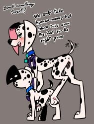 101_dalmatian_street 101_dalmatians 2girls age_difference animal_pussy anus ass ass asshole behind_view black_spots blue_collar blush blush blushing_at_viewer canid canine canine_pussy canine_vagina canis collar cub dalmatian daughter delilah_(101_dalmatians) dialogue digital_drawing_(artwork) digital_media_(artwork) disney dizzy_(101_dalmatians) dog_collar domestic_canine domestic_dog english_dialogue english_text eyelashes female female_canine female_cub female_dog female_feral female_focus female_only feral feral_female feral_focus feral_only floppy_ears green_eyes hi_res high_resolution highres hind_legs hindlegs hindpaw implied_prostitution large_ears larger_female leash leash_and_collar leashed_collar leg_raise leg_up looking_at_viewer looking_back looking_back_at_viewer mother mother_and_daughter motion_lines older older_female open_mouth open_smile paws posing posing_for_the_viewer presenting presenting_hindquarters presenting_pussy prostitution puppy pussy raised_leg raised_tail rear rear_pussy rear_view simple_background size_difference skinny_legs smaller_female smile smiling smiling_at_viewer soulcentinel spots spotted_body spotted_fur tail tail_raised tail_up tail_wag tail_wagging tailwag talking_to_viewer text vagina vaginal_fluids viewed_from_behind wagging_tail white_spots x_anus young younger_female