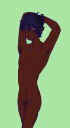 blue_eyes blue_hair curly_hair dark-skinned_male dark_skin hairy_armpits junjou_romantica kusama_nowaki maniakraspberry nowaki_kusama nude nude_male pubic_hair self_harm self_harm_scars