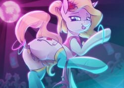 2020 absurd_res accessory anal anal_sex animal_genitalia animal_pussy areola background_character bedroom_eyes blep blonde_hair blue_clothing blue_footwear blue_legwear blue_socks blue_thigh_highs breasts buttplug buttplug_in_ass buttplug_insertion clothed clothing clothing_around_one_leg colored disco_ball earth_pony equid equine equine_genitalia equine_pussy fancheesy female female_focus feral feral_focus flower flower_in_hair footwear genitals grey_eyes group hair hair_accessory hasbro head_turned hi_res horse inside legwear long_hair looking_at_viewer low-angle_view mammal mostly_nude_female mostly_nude_feral my_little_pony narrowed_eyes nipples object_in_ass panties panties_around_one_leg panties_down partially_clothed penetration plant plug_(sex_toy) plug_insertion pony pussy quadruped raised_arm raised_leg raised_tail seductive sex_toy sex_toy_in_ass sex_toy_insertion shaded side_view small_breasts socks solo_focus tail teats thigh_highs thigh_socks tongue tongue_out underwear underwear_around_one_leg underwear_down wristband