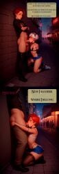 2boys ai_generated before_and_after blowjob brown_hair edit english_text exibitionism femboy gay_denial ilfb kneeling looking_at_penis male male_focus male_only penis public public_indecency public_nudity red_hair short_hair skirt standing tagme text trap white_hair